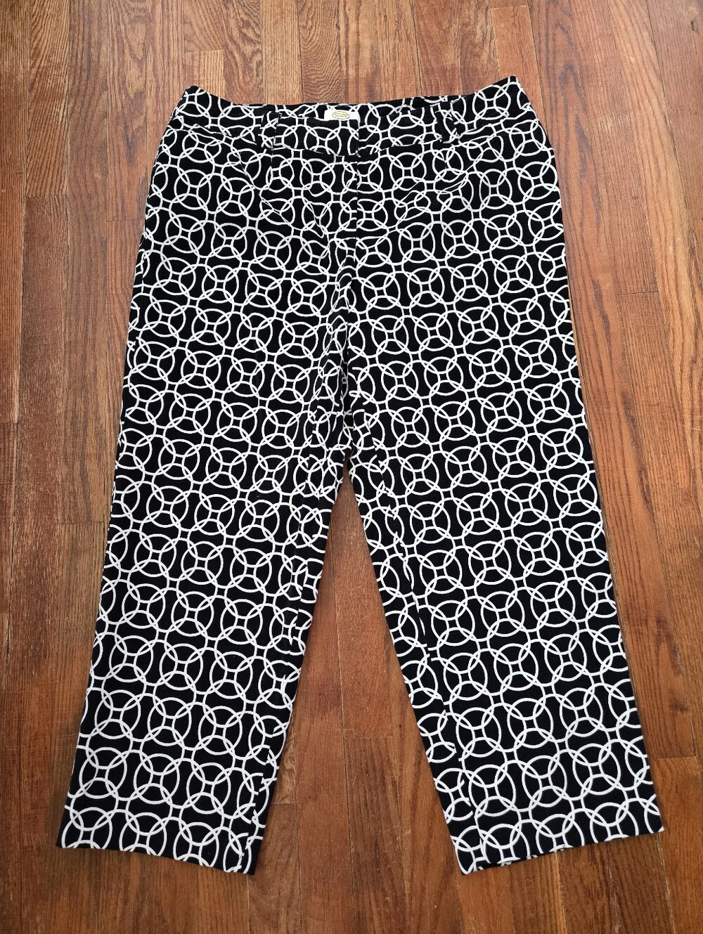 VTG Talbots Velvet Geometric Pants Size 18W Black White Artsy Funky Eclectic NWT